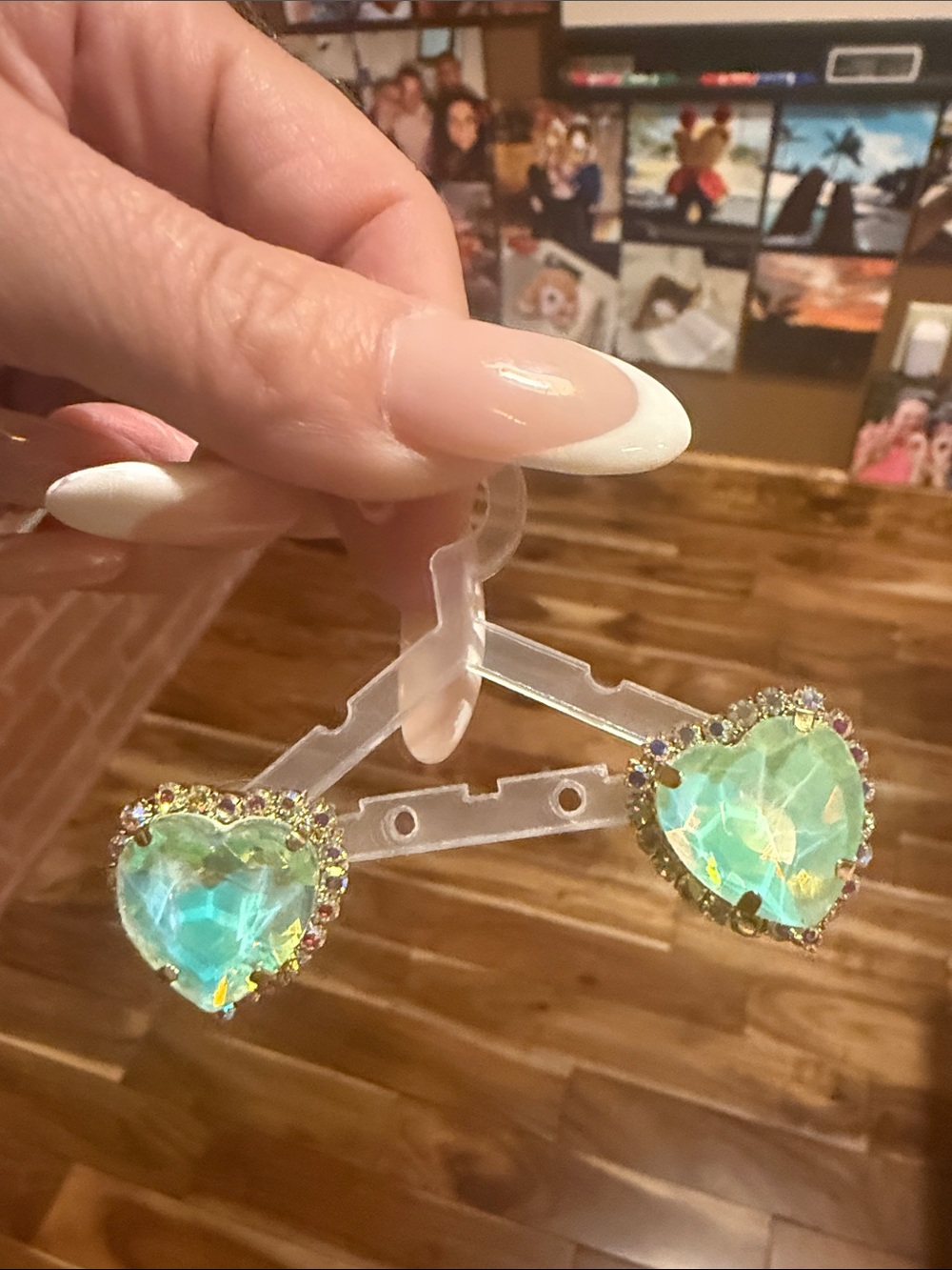 Feed Me Gems pistachio heart sweet Heart Shimmer Earrings -